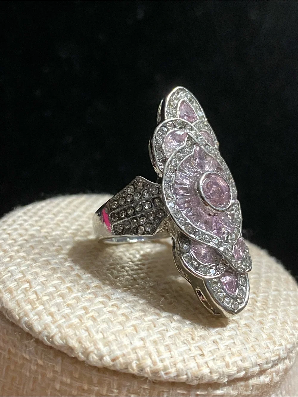 Sterling Silver Pink Crystal Ring